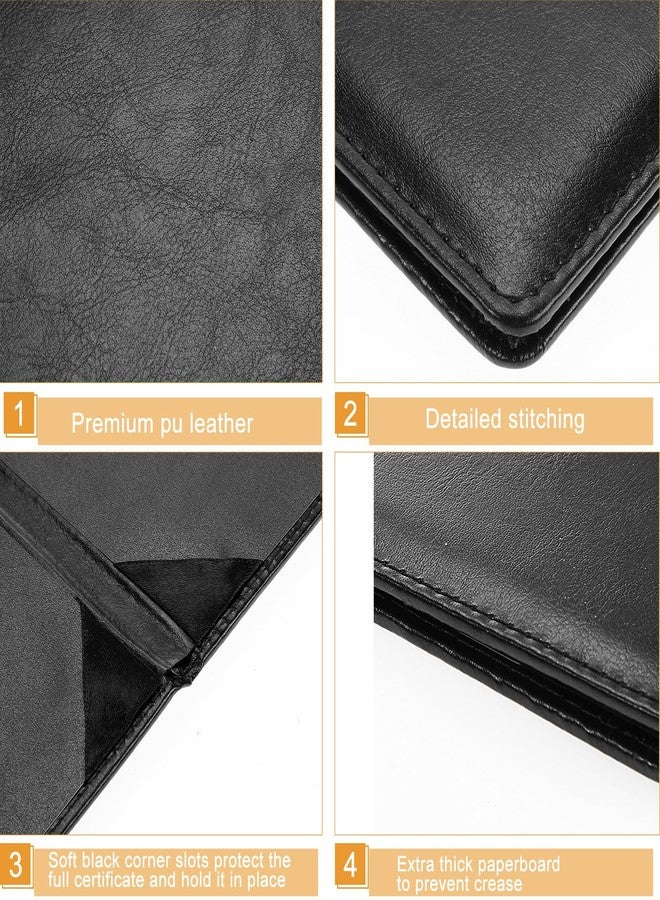Tenare 3 Pcs Leather Certificate Holder 8.5 x 11 Inch PU Black Red Blue Purple Phd Bachelor Master Diploma Cover Professional Award Folder for Official Graduation Competition Contest Charity (Black) - Image 4